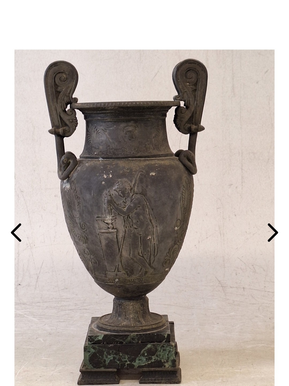 Antique Italian Neoclassical Grand Tour Greek Urn Vase Marble Base